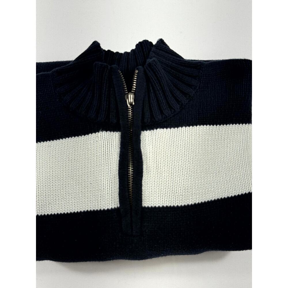 Lauren Ralph Lauren Womens Large Striped Navy Blue & White 1/4 Zip - Picture 5 of 10